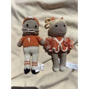 Zubels Football Player & Cheerleader Knit Rattle Dolls Univ Tennessee Orange